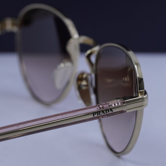 Prada PRB52S ZVN0A6 Round Sunglasses – Gold\\Brown main image 5